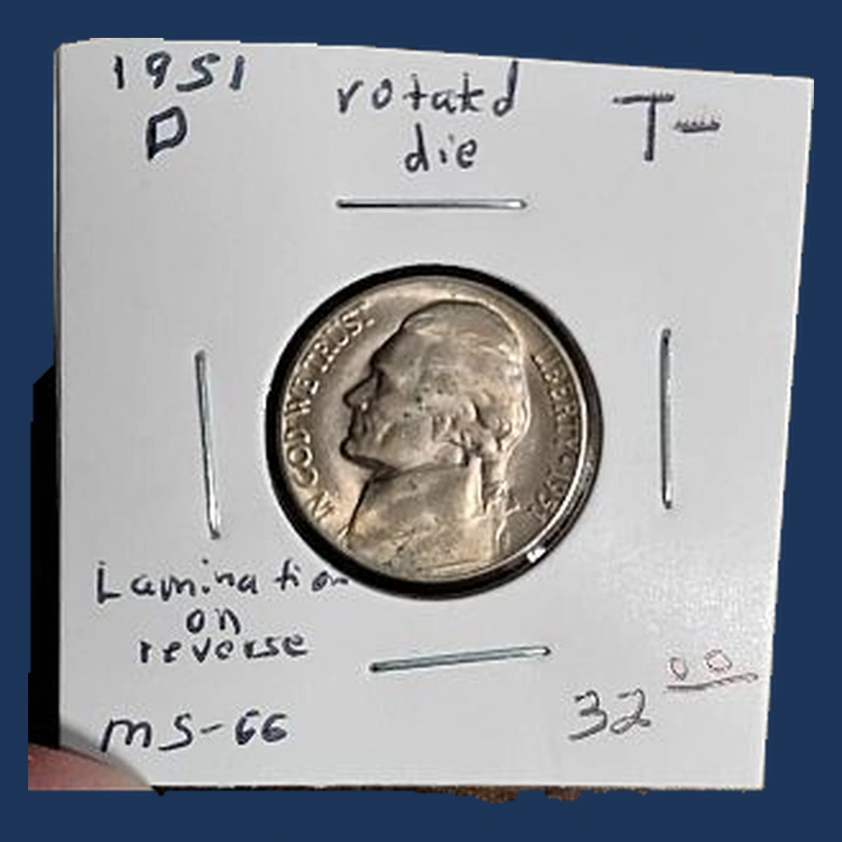 1951 Jefferson Nickel: Lamination