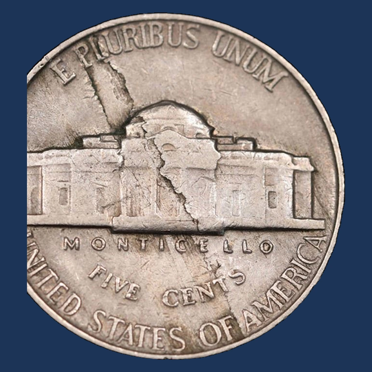 1948 Jefferson Nickel: Lamination / Split Planchet