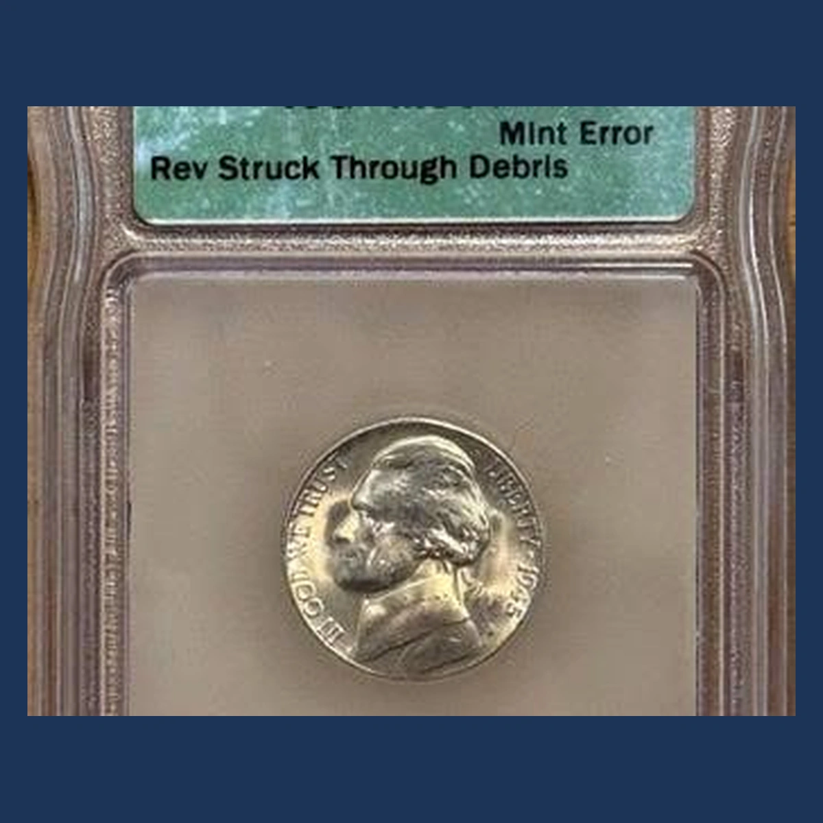 1945 Jefferson Nickel: Struck Through
