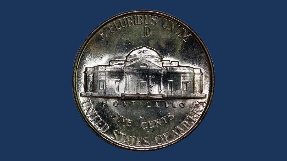 1945 Jefferson Nickel: Die Crack / Die Chip