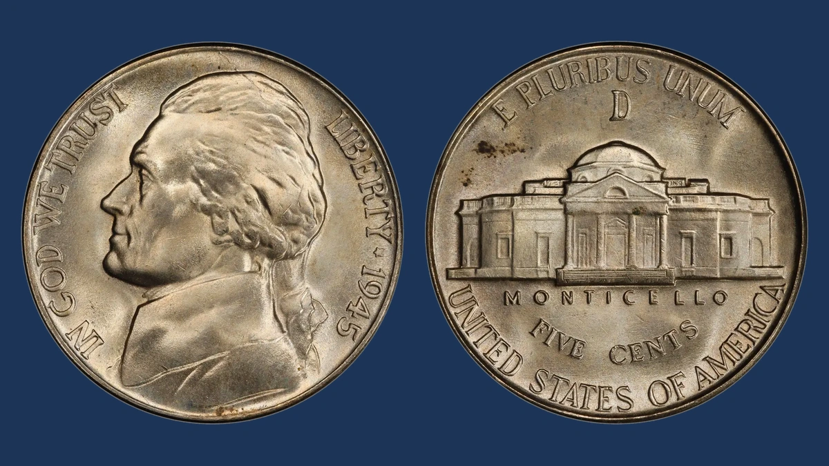 1945 Jefferson Nickel: Repunched Mintmark