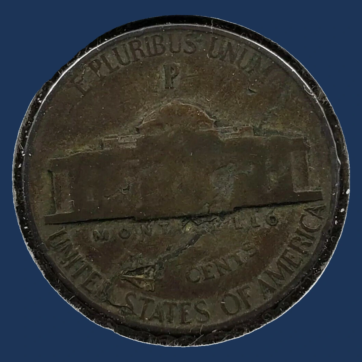 1945 Jefferson Nickel: Lamination / Split Planchet