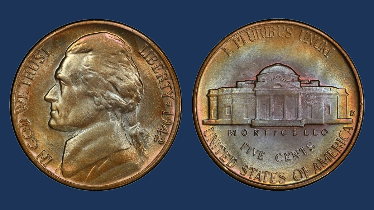 1942 Jefferson Nickel: D over horizontal D