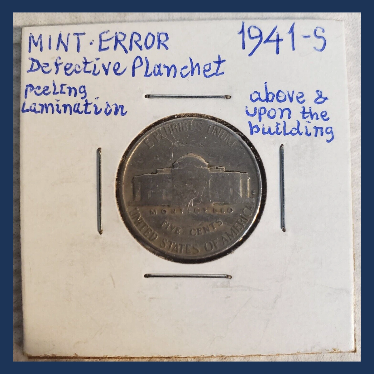 1941 Jefferson Nickel: Lamination / Split Planchet