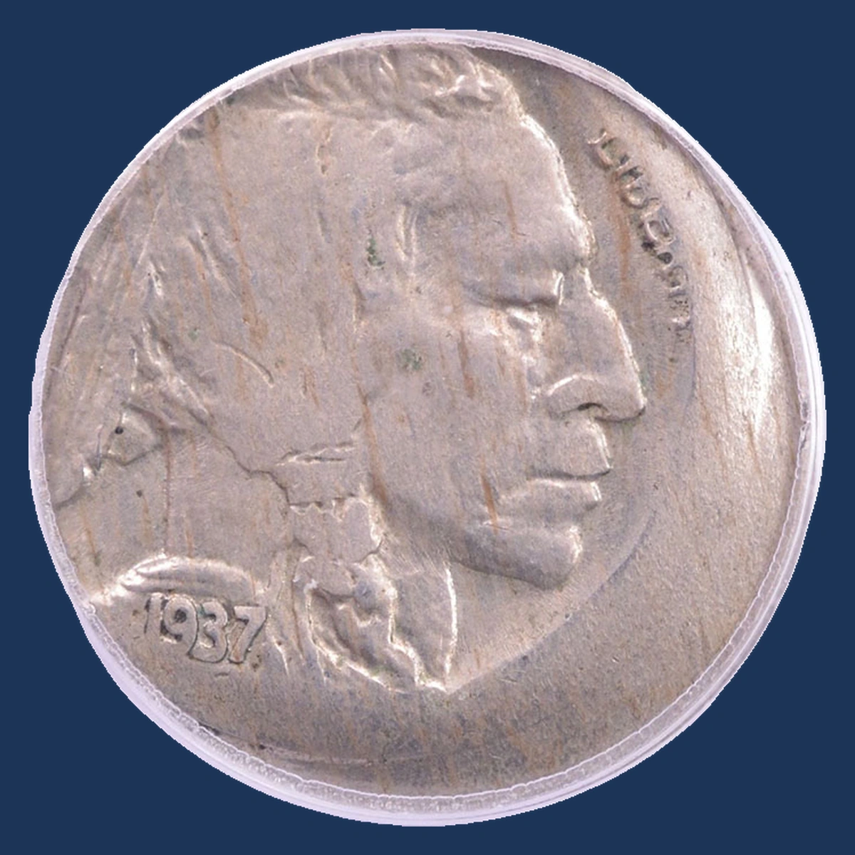 1937 Buffalo Nickel: Off-Center Strike