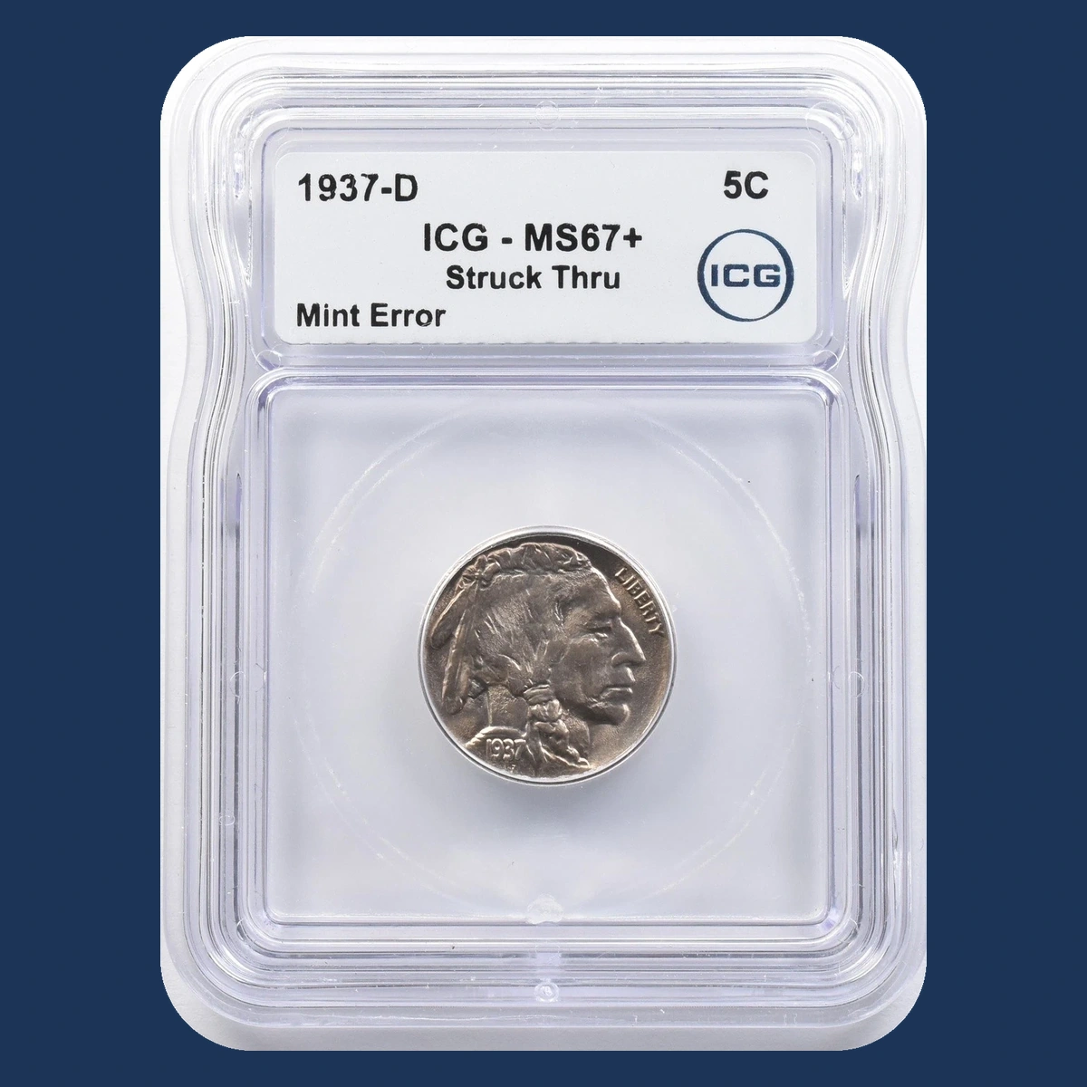 1937 Buffalo Nickel: Struck-Through Error