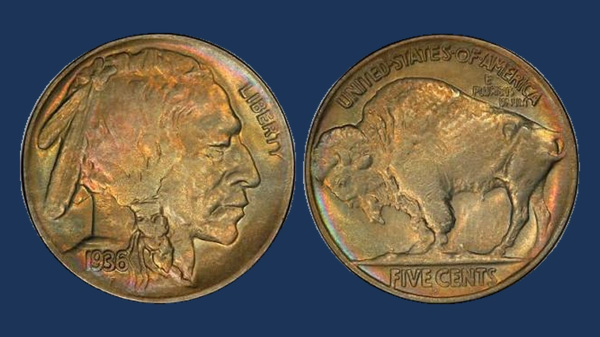 1936 Buffalo Nickel: Overpolished Die