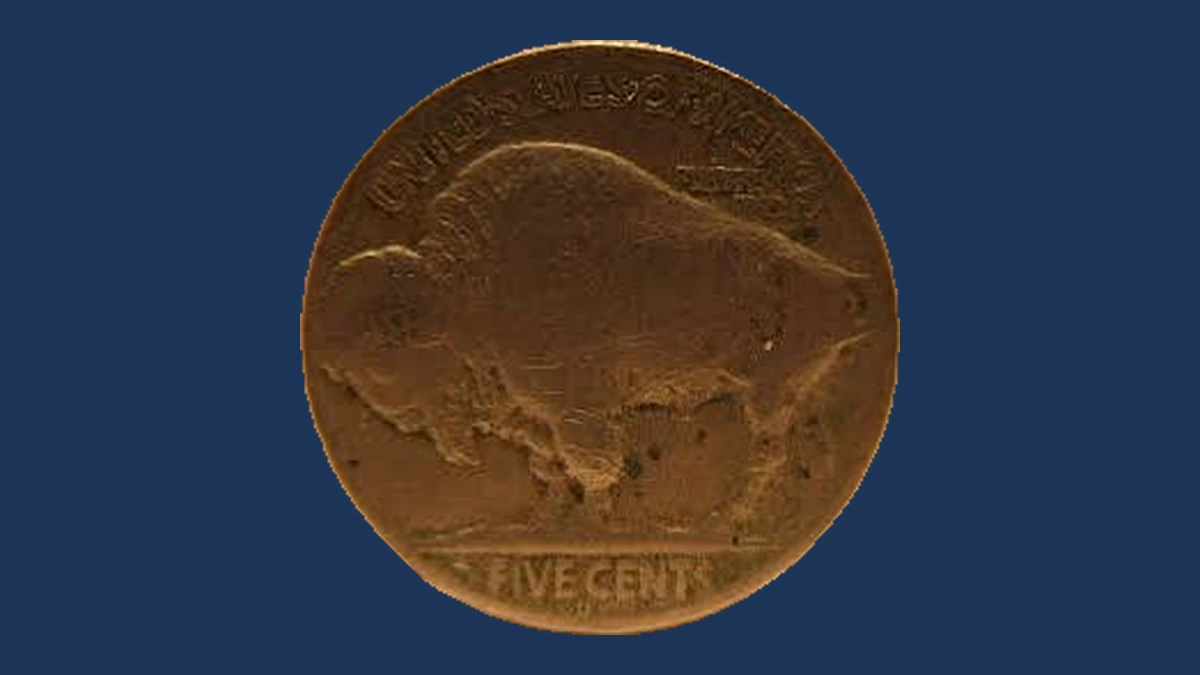 1936 Buffalo Nickel: Struck Through