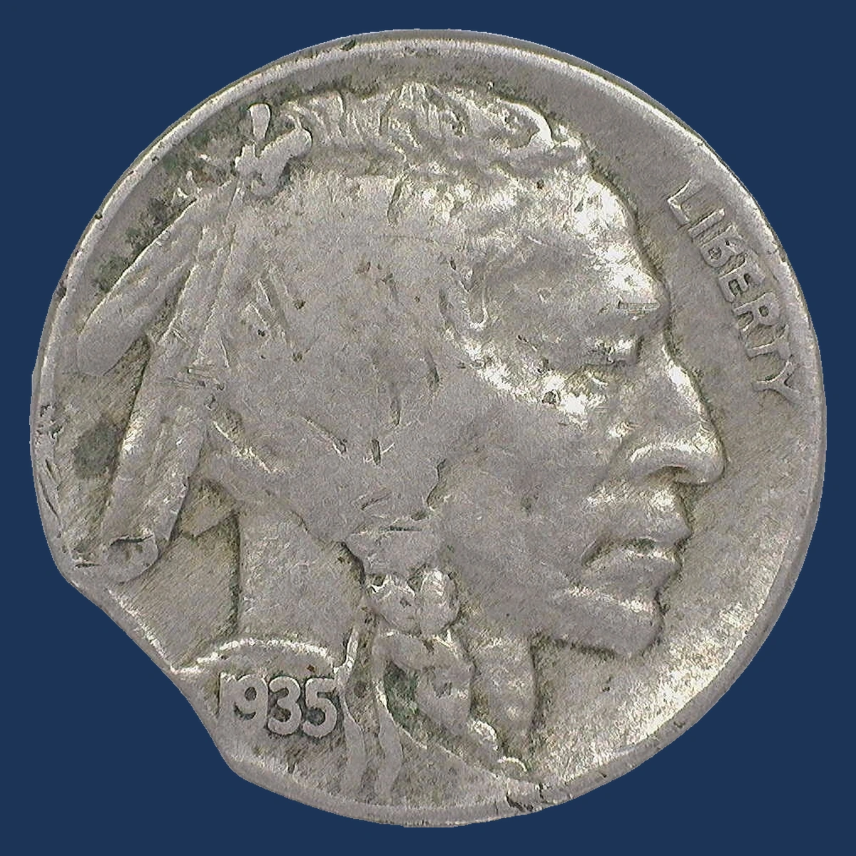 1935 Buffalo Nickel: Clipped Planchet