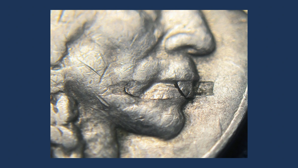 1931 Buffalo Nickel: Lamination / Split Planchet