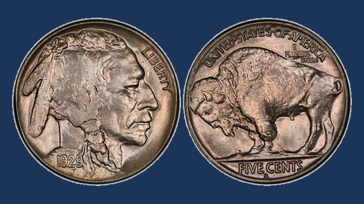 1929 Buffalo Nickel: Overpolished Die