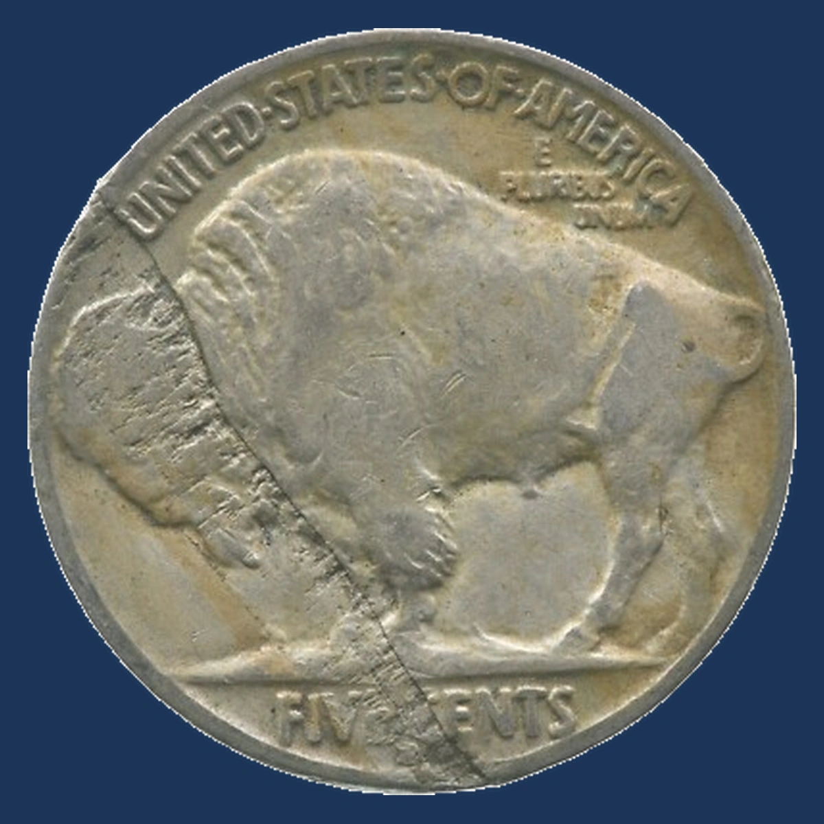 1929 Buffalo Nickel: Lamination / Split Planchet