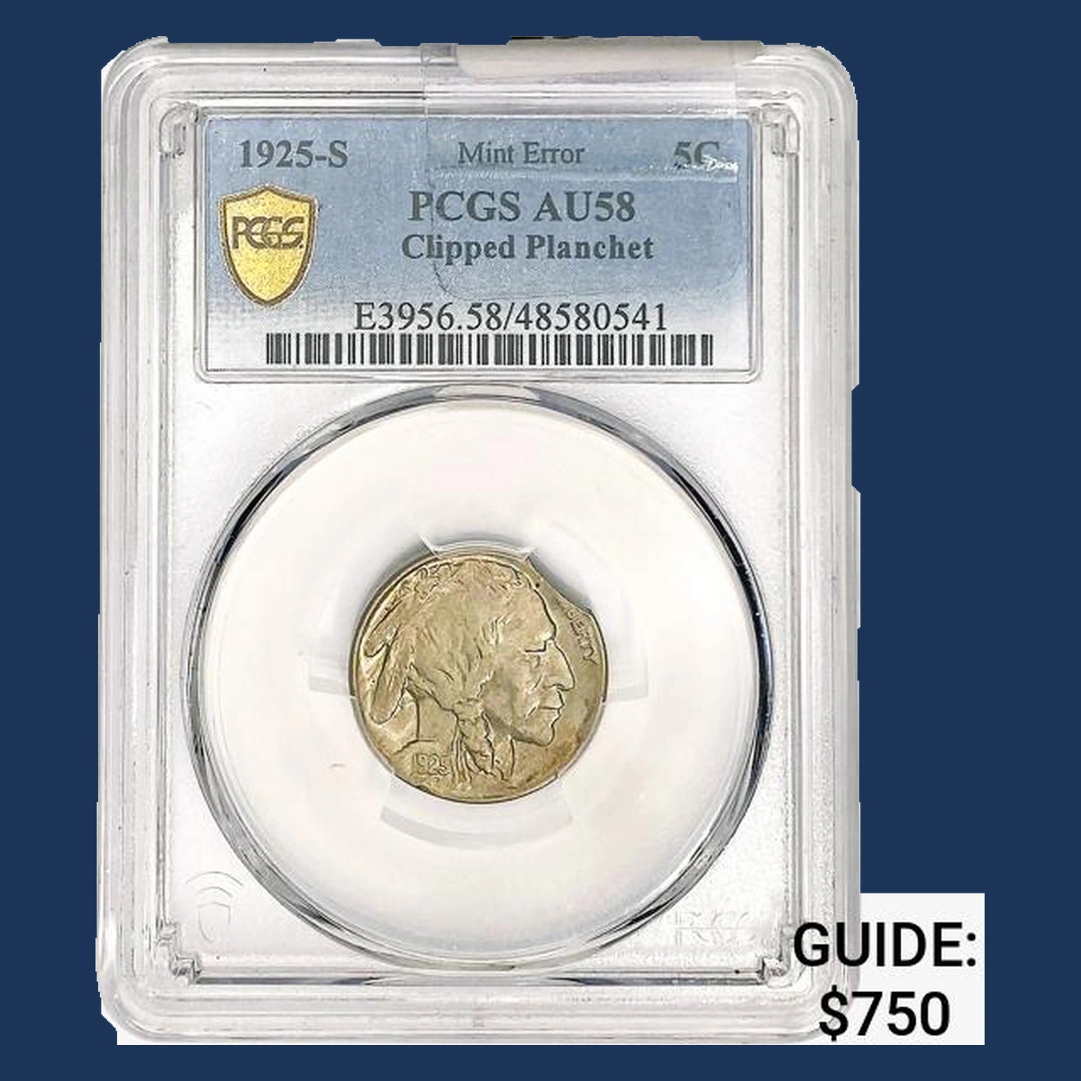 1925 Buffalo Nickel: Clipped Planchet