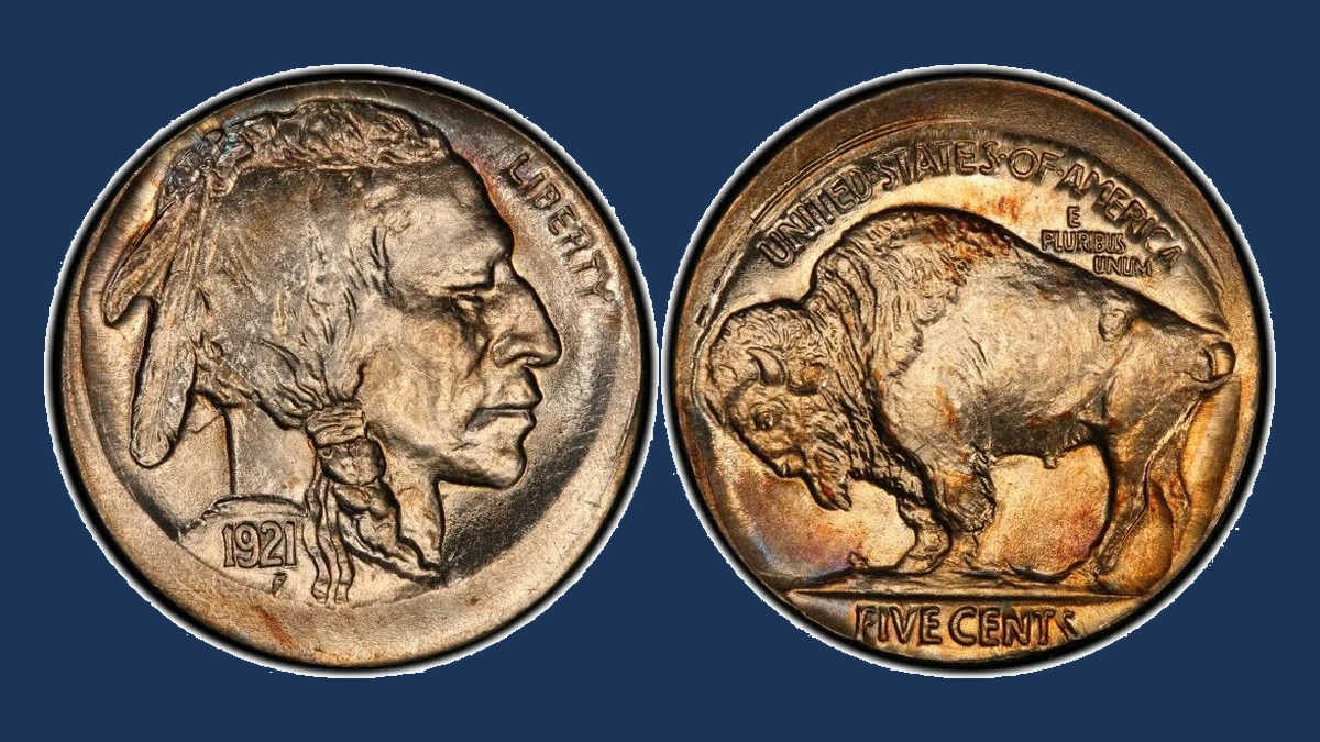 1921 Buffalo Nickel: Off Center Strike