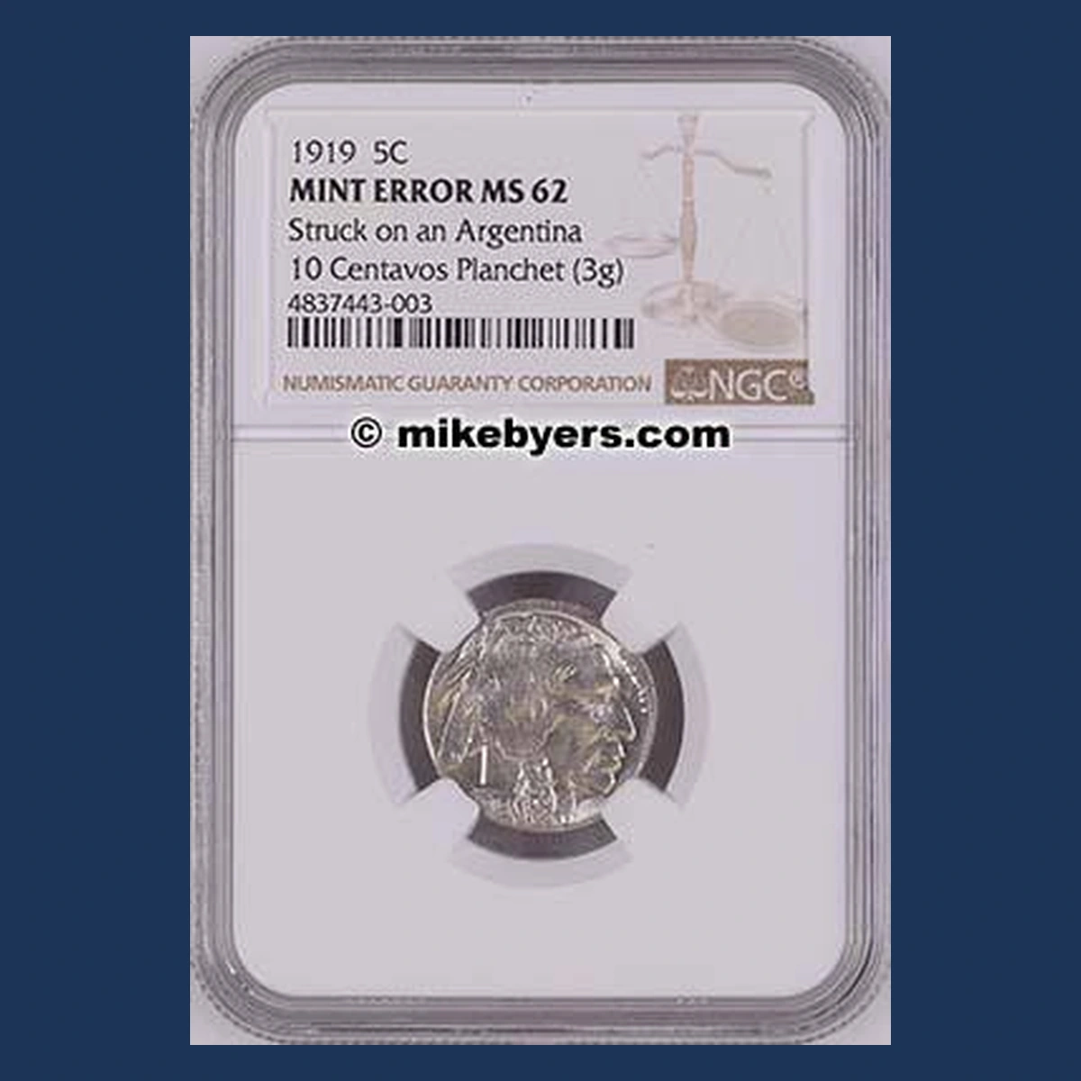 1919 Buffalo Nickel: Wrong Planchet