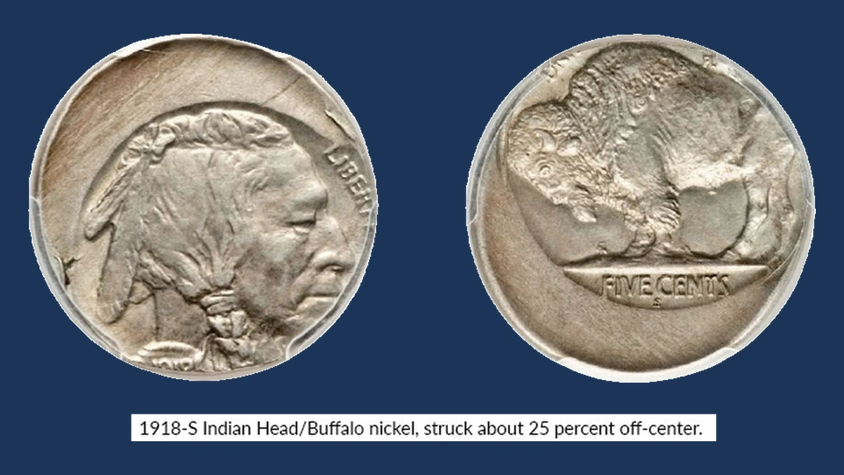 1918 Buffalo Nickel: Off-Center Strike