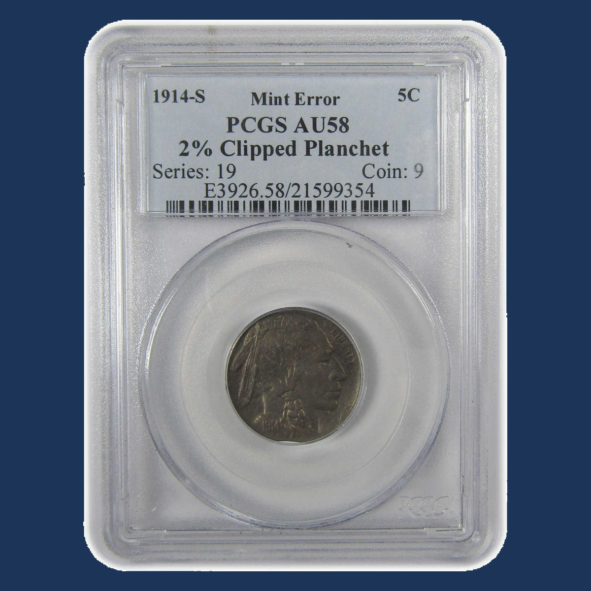1914 Buffalo Nickel: Clipped Planchet