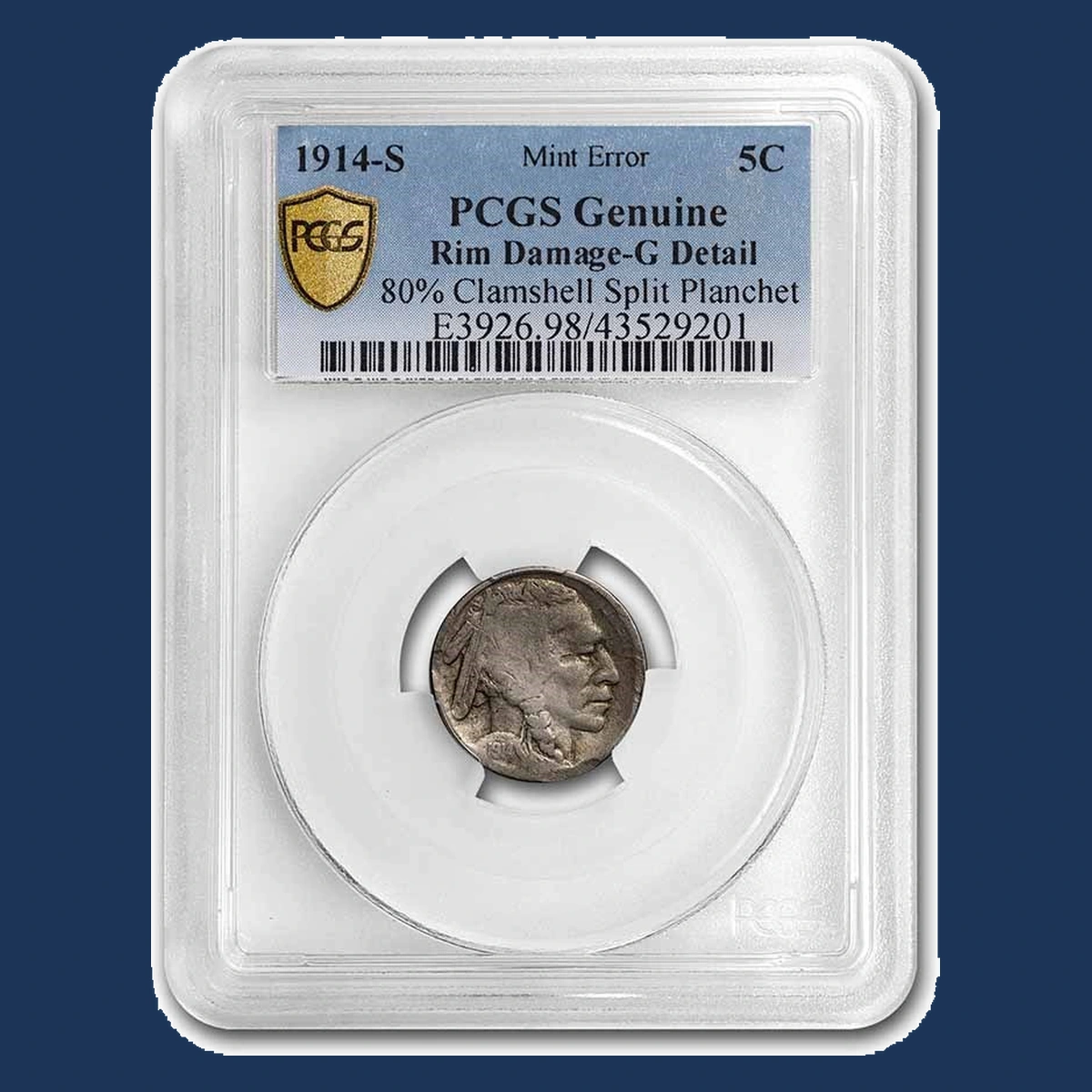 1914 Buffalo Nickel: Lamination / Split Planchet