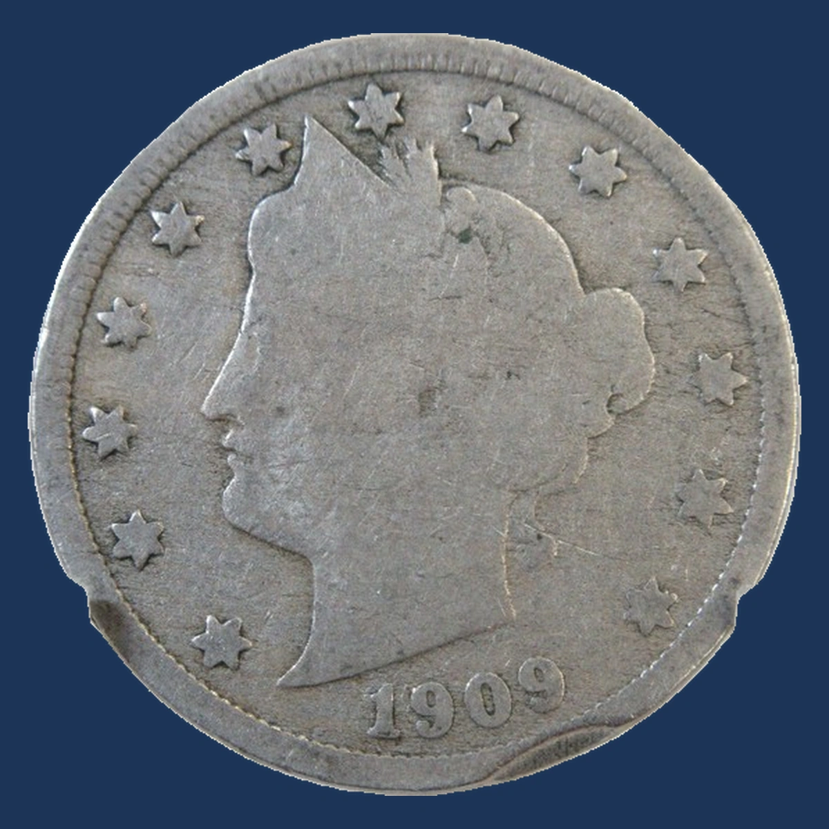1909 Liberty Nickel: Clipped Planchet