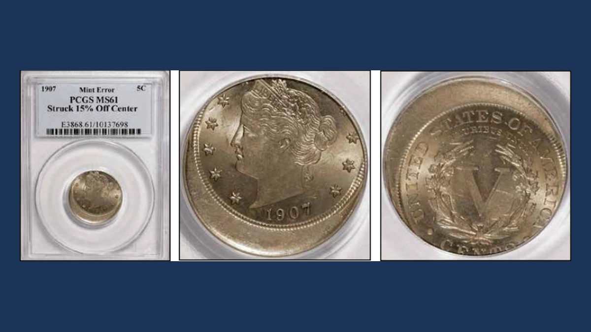 1907 Liberty Nickel: Off-Center Strike