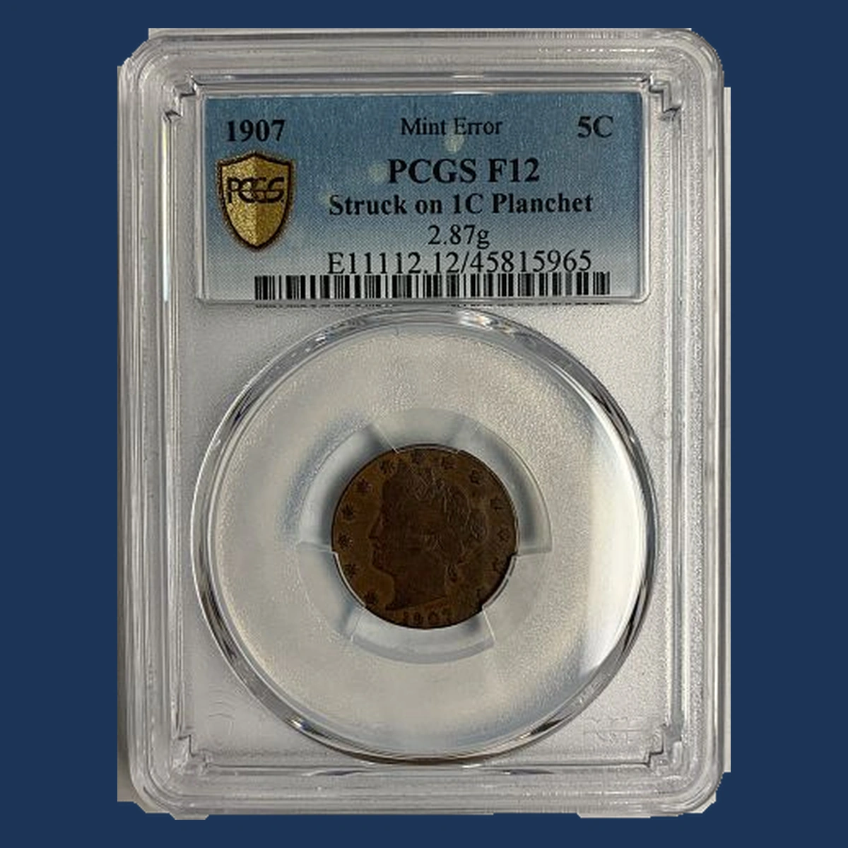1907 Liberty Nickel: Wrong Planchet / Off-Metal Strike
