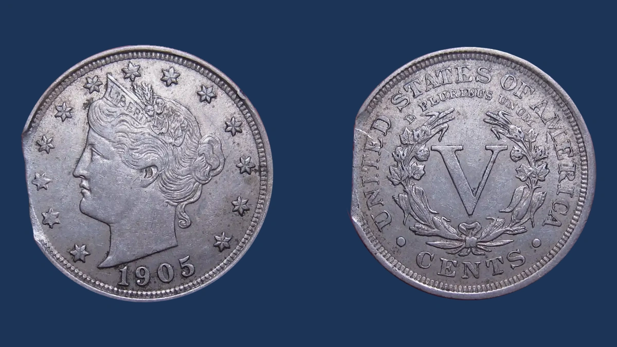 1905 Liberty Nickel: Clipped Planchet