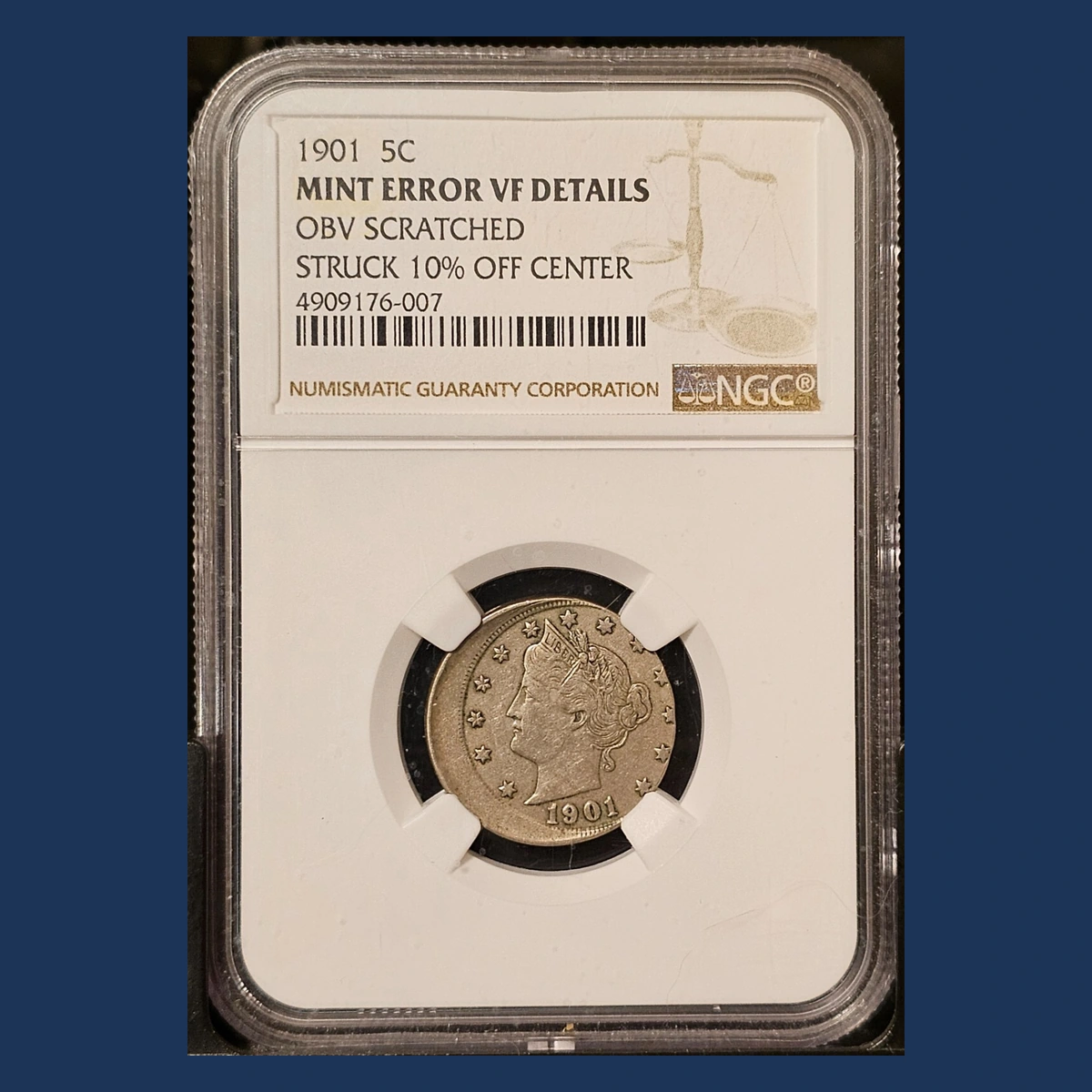 1901 Liberty Nickel: Off-Center Strike