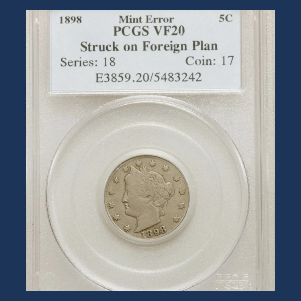1898 Liberty Nickel: Wrong Planchet / Off-Metal Strike