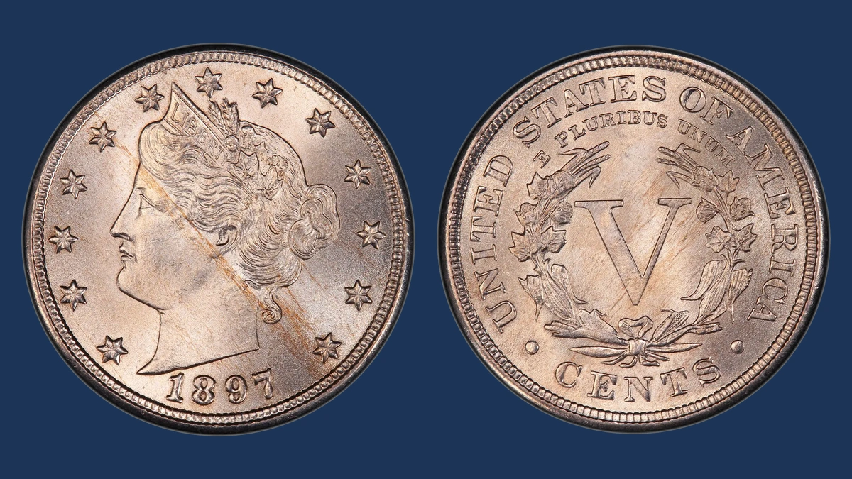 1897 Liberty Nickel: Repunched Date