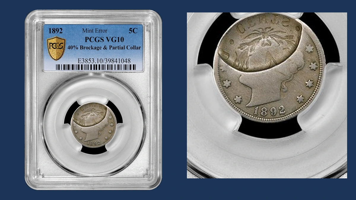 1892 Liberty Nickel: Partial Brockage with Partial Collar
