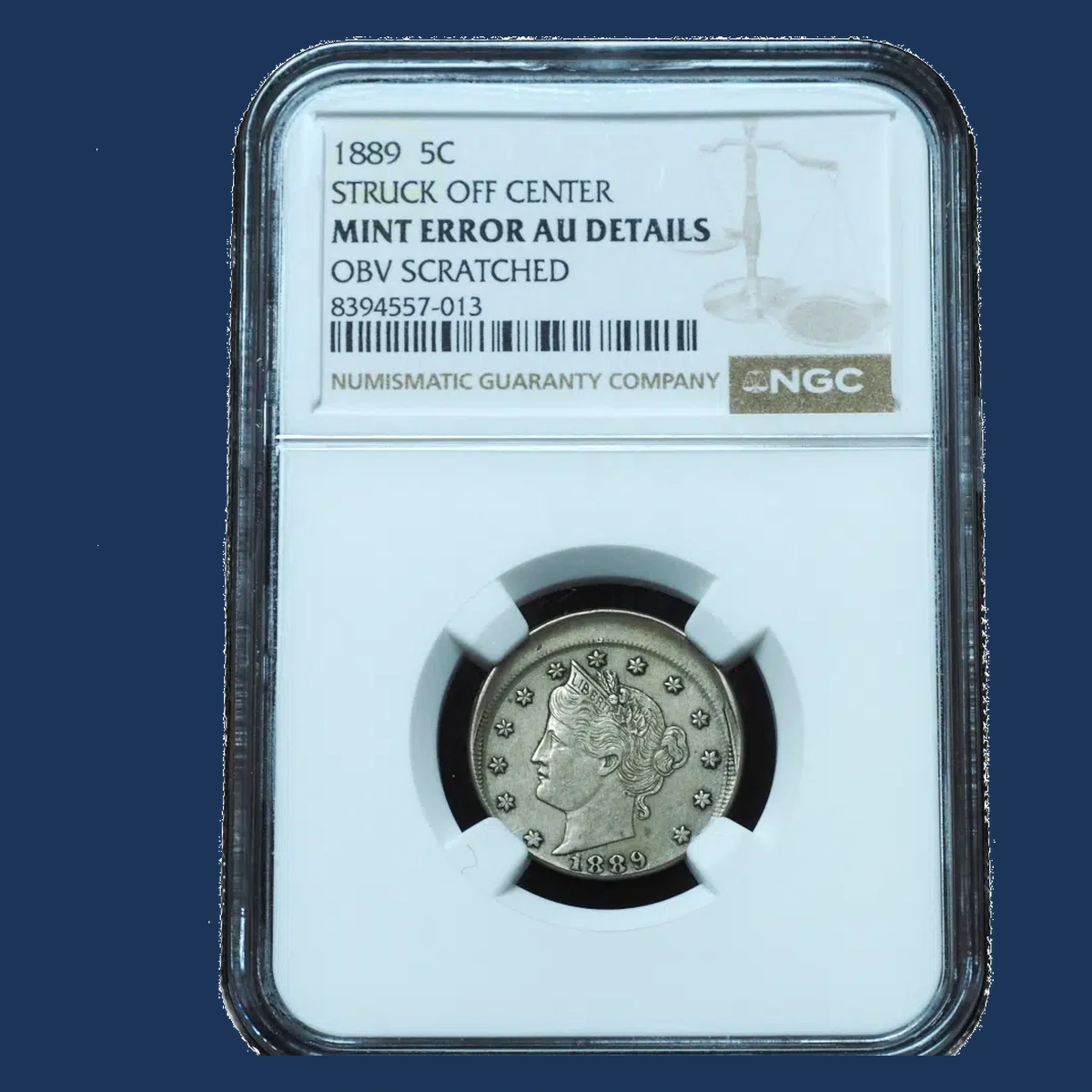 1889 Liberty Nickel: Off-Center Strike