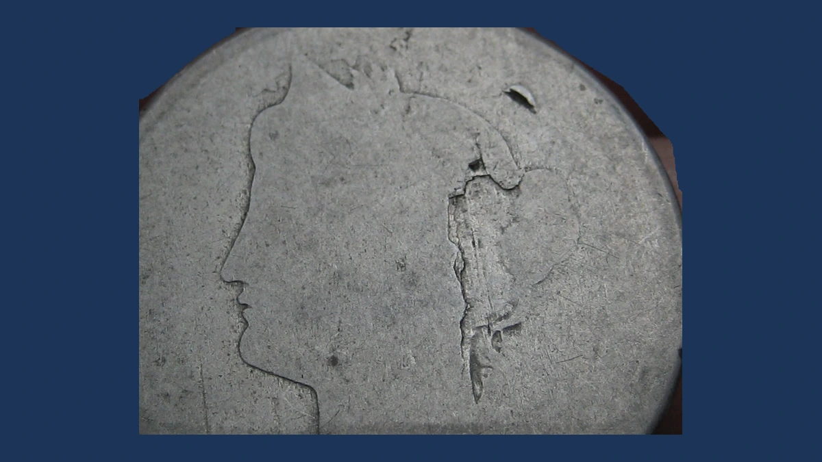 1887 Liberty Nickel: Lamination