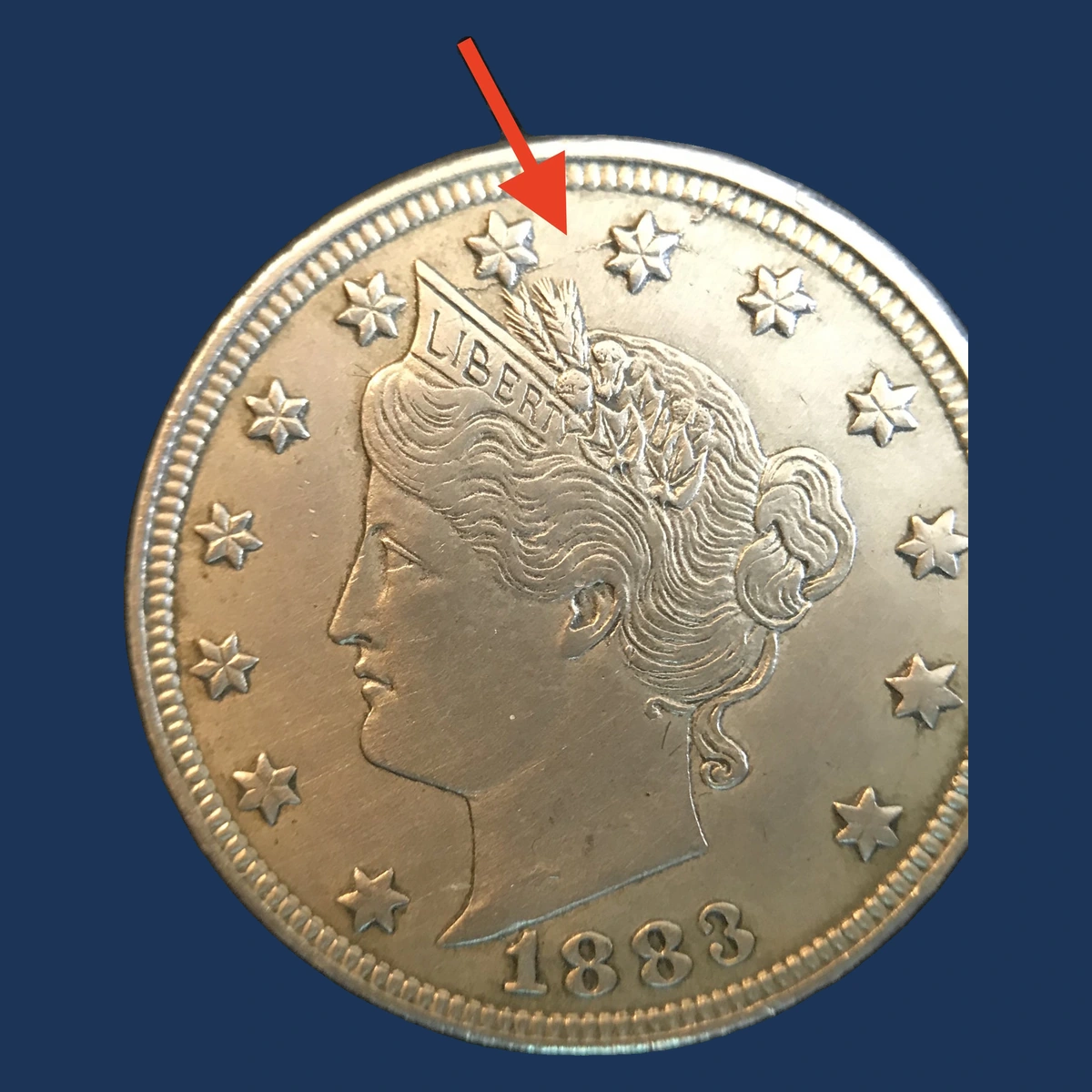 1883 Liberty Nickel: Die Crack