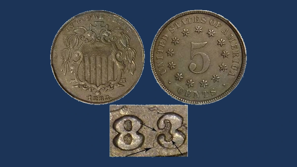 1883 Shield Nickel: Overdate