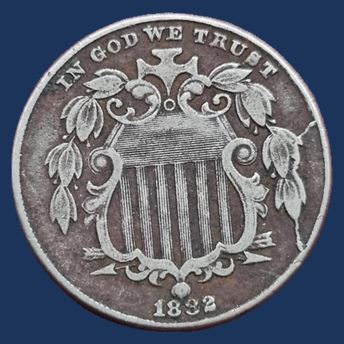 1882 Shield Nickel: Die Crack / Die Chip