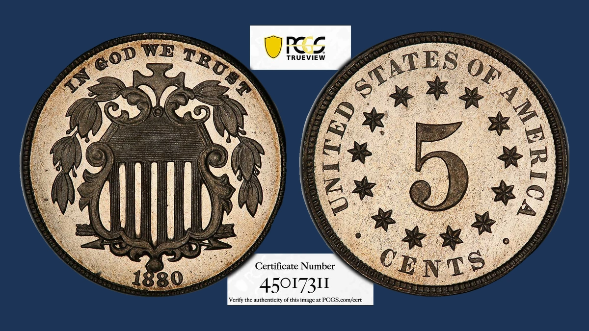 1880 Shield Nickel: Repunched Design
