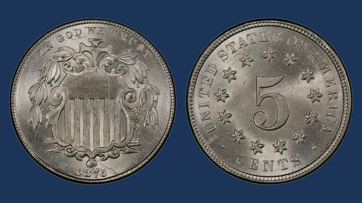 1876 Shield Nickel: Bleeder Shield-Line Variety