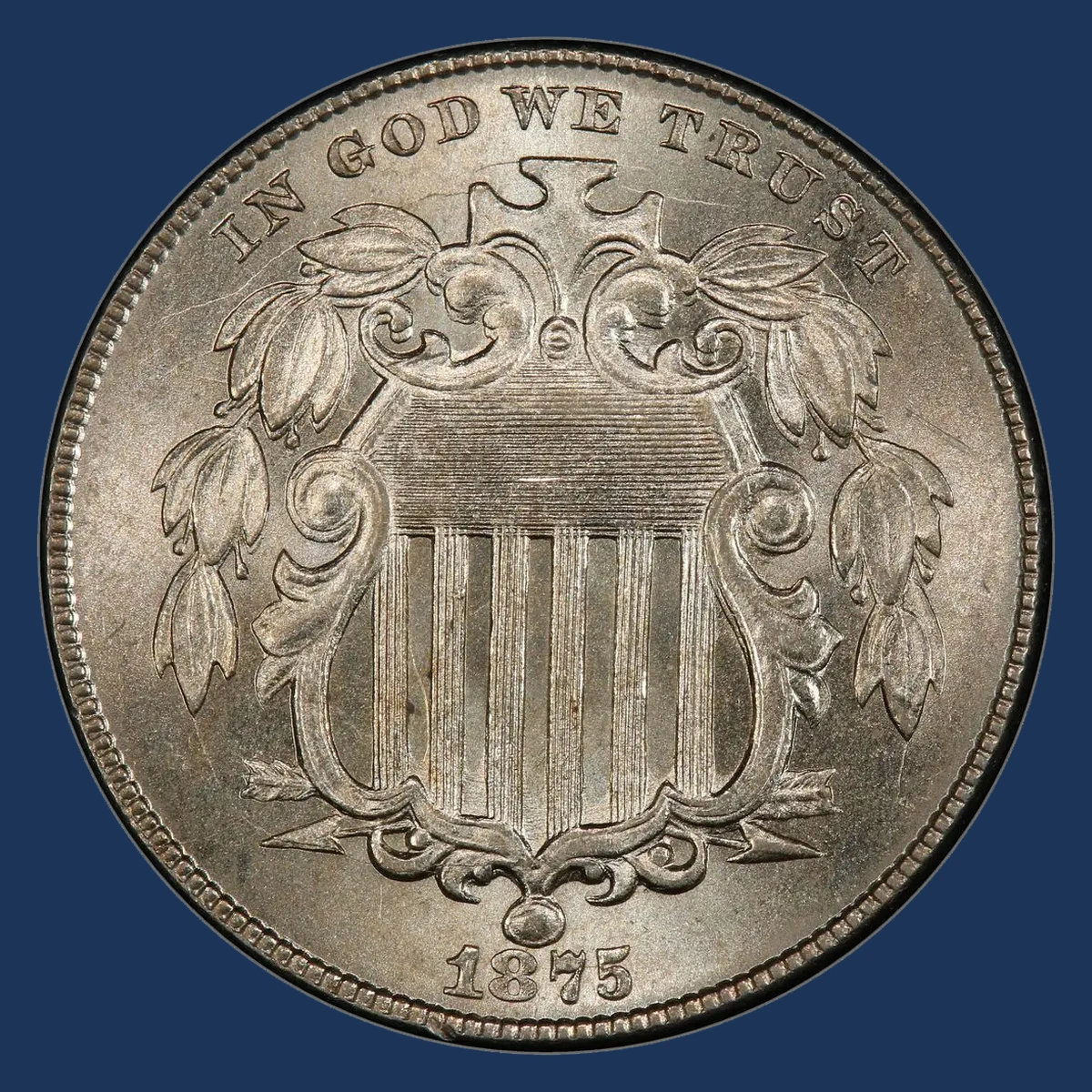 1875 Shield Nickel: Doubled Die Obverse