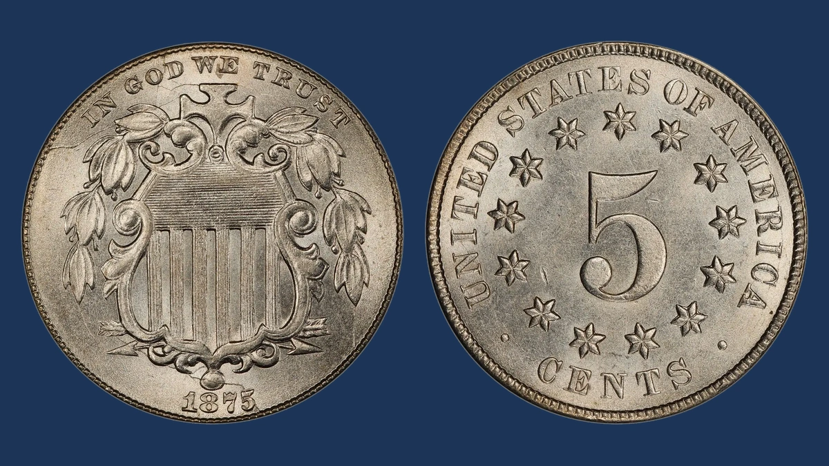 1875 Shield Nickel: Repunched Date