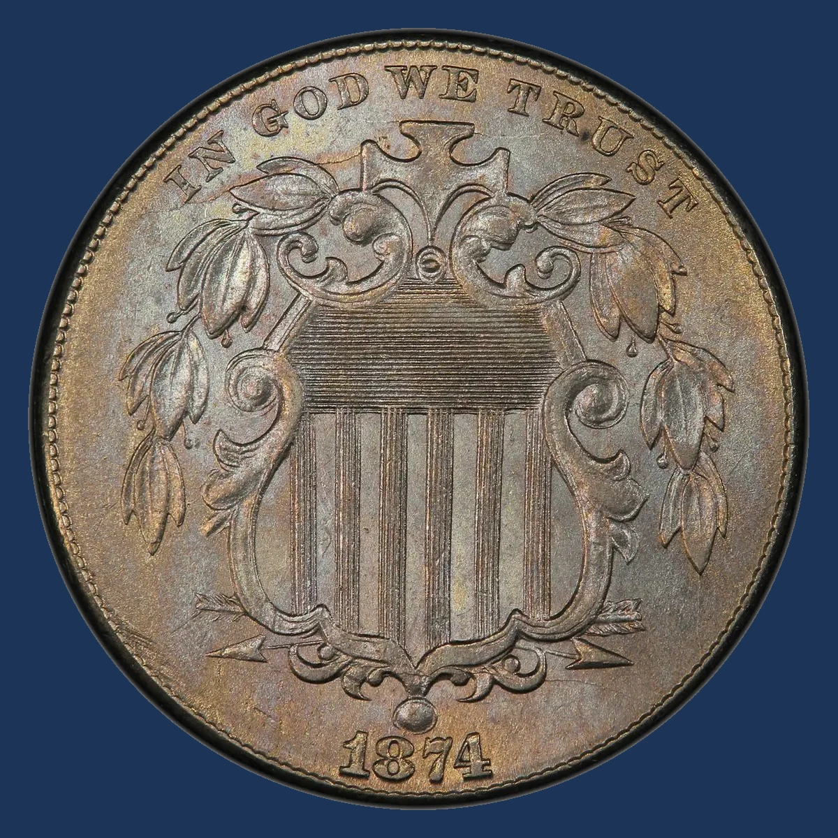 1874 Shield Nickel: Doubled Die Obverse