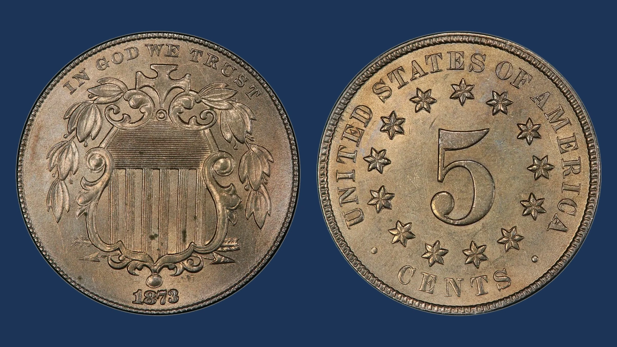1873 Shield Nickel: Repunched Date