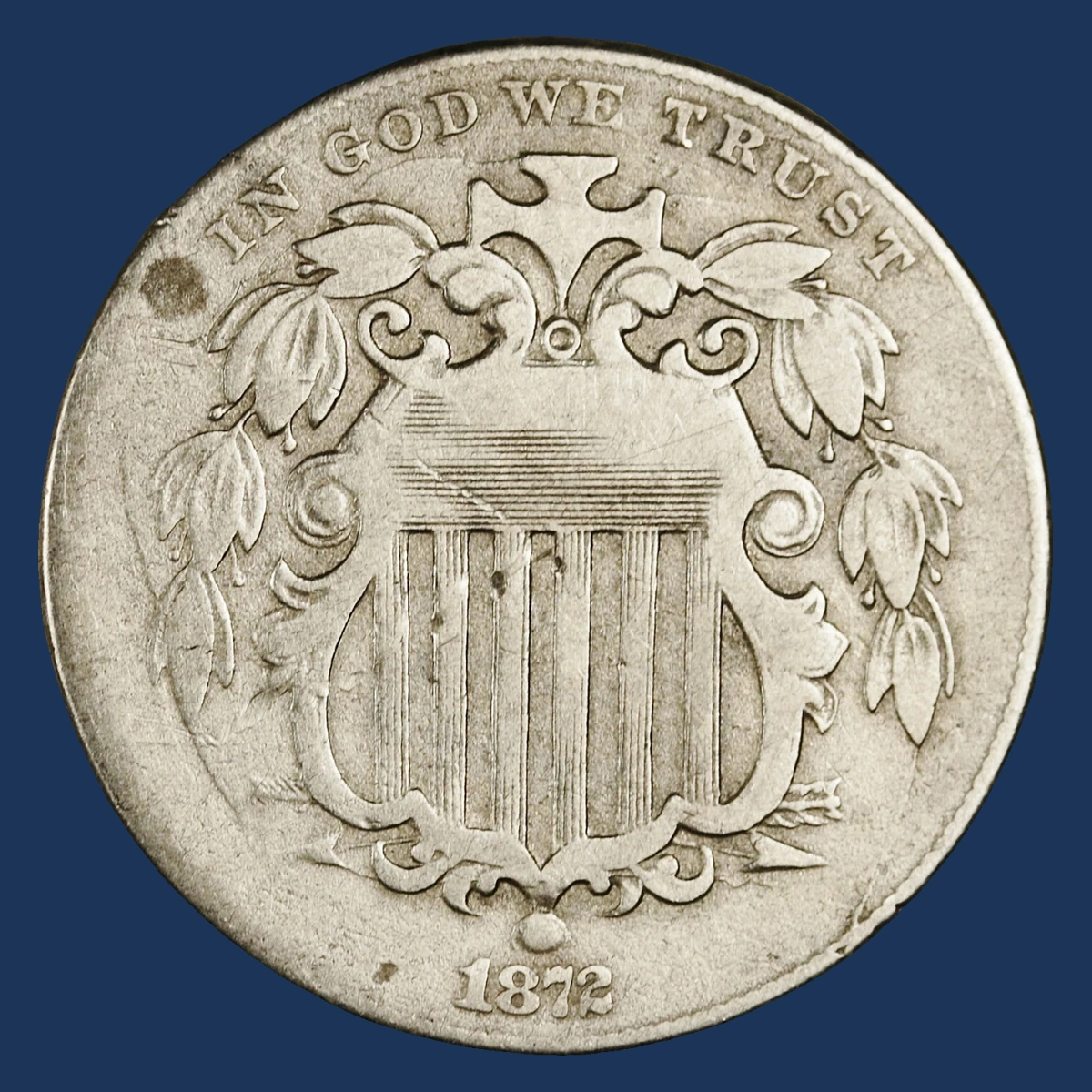 1872 Shield Nickel: Die Crack / Die Chip
