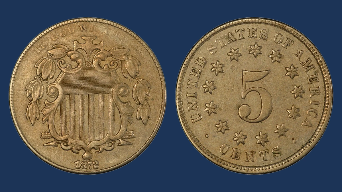 1872 Shield Nickel: Repunched Date