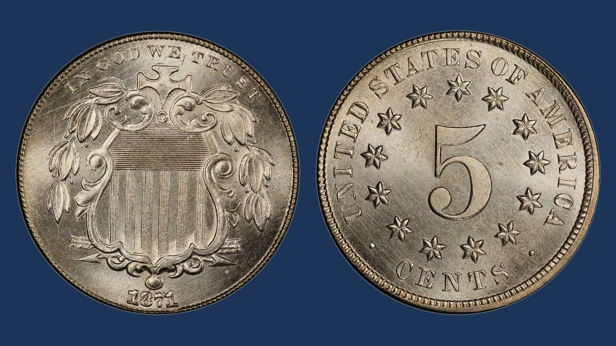 1871 Shield Nickel: Repunched Date