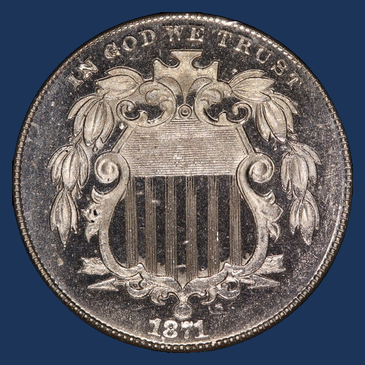 1871 Shield Nickel: Planchet Flaw