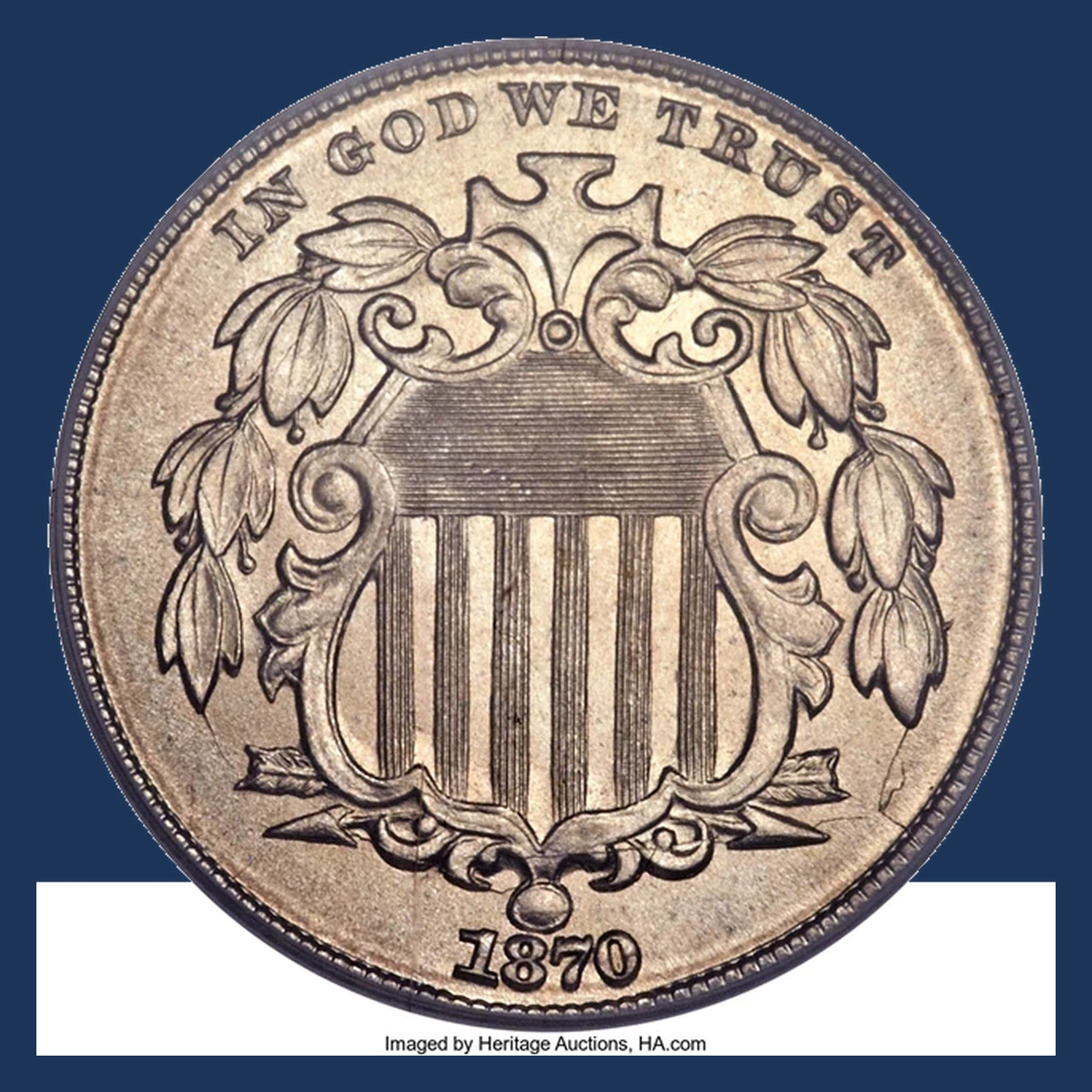 1870 Shield Nickel: Repunched Date