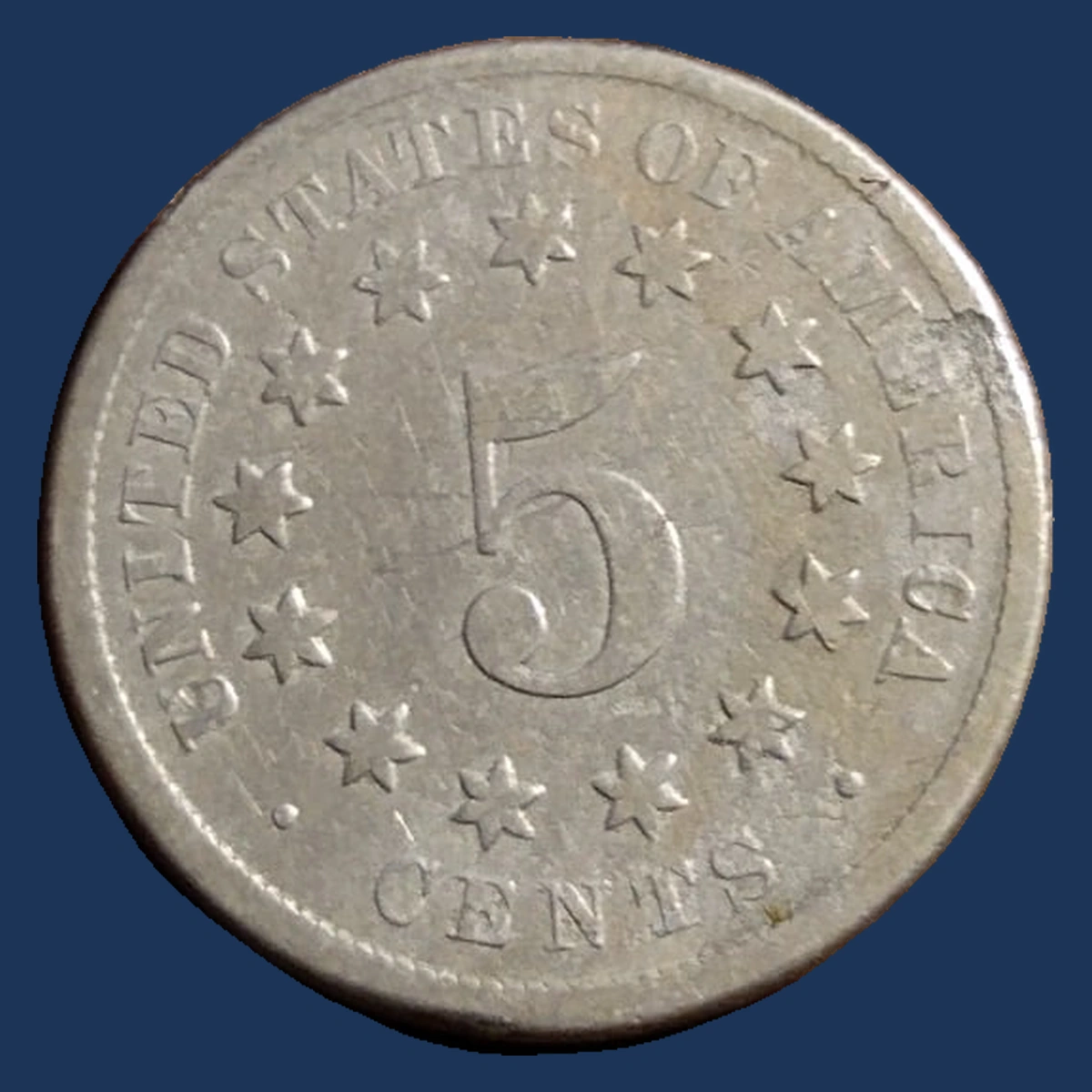 1870 Shield Nickel: Planchet Flaw