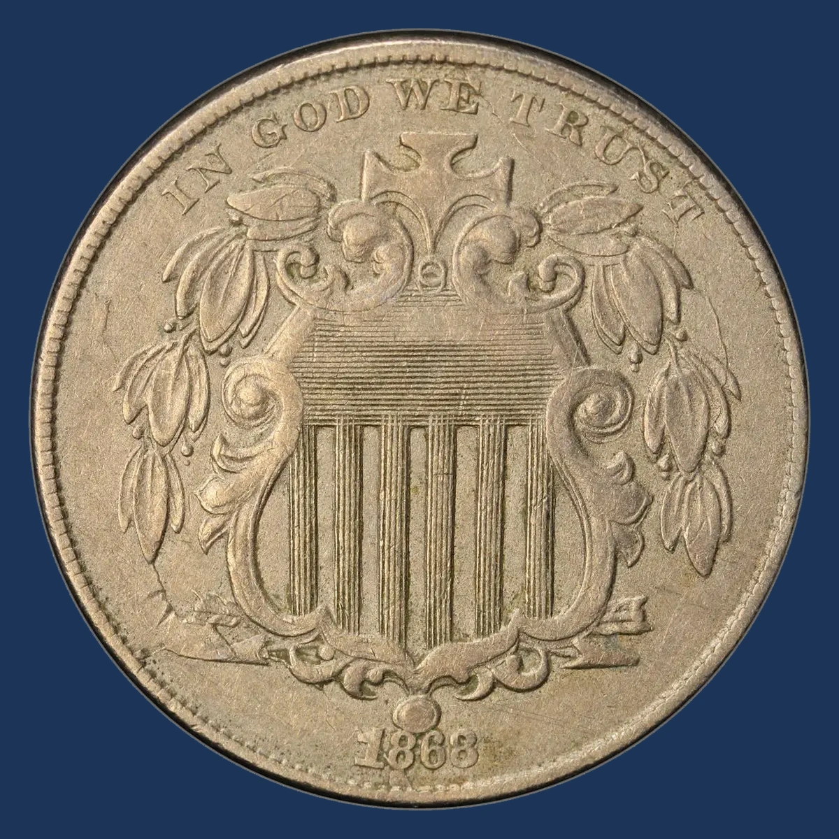 1868 Shield Nickel: Doubled Die Obverse