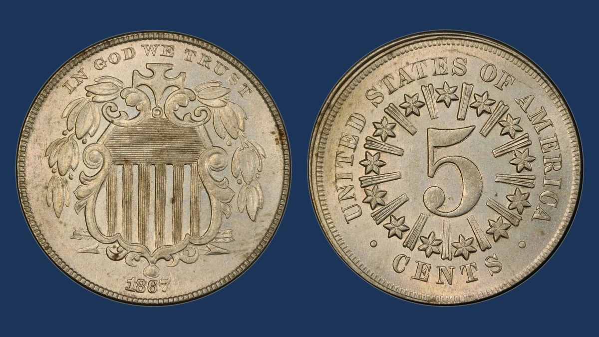 1867 Shield Nickel: Repunched Date