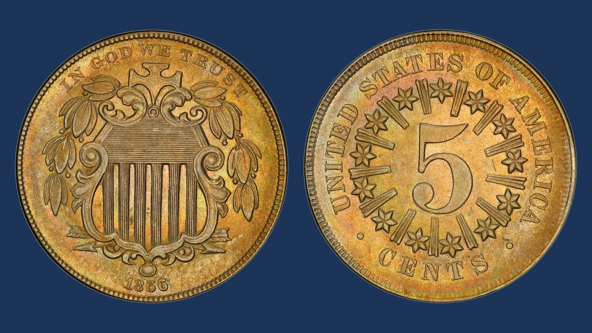 1866 Shield Nickel: Repunched Date
